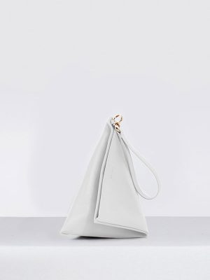 Bolso bandolera mujer de piel blanco frontal yoko isalda
