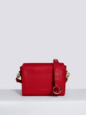Bolso bandolera mujer mediano rojo frontal bau isalda