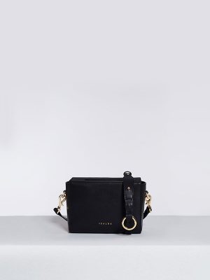 Bolso bandolera mujer pequeño negro frontal mini bau isalda