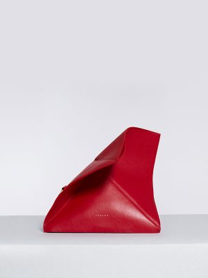 Bolso de piel mediano para mujer rojo frontal iko isalda