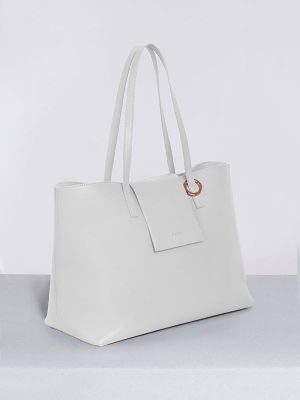 Bolso shopper de mujer en piel blanco perfil kora isalda