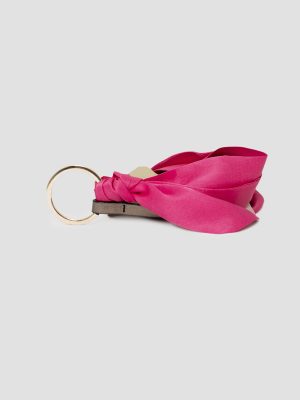 Cinturon de moda en seda y piel fucsia isalda