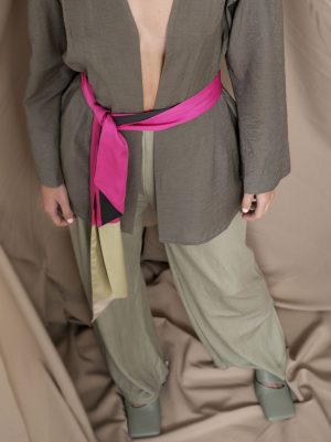 Cinturon de moda estampado tela fucsia isalda