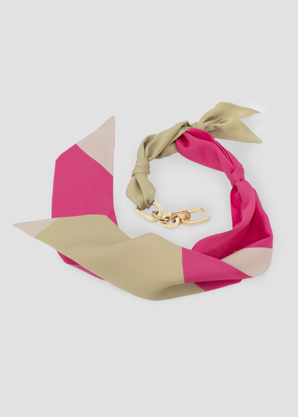 Collar de seda estampado fucsia y beige ginger isalda