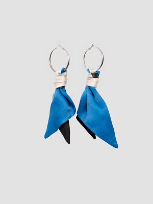 Pendientes de moda en seda estampado azul lulu isalda