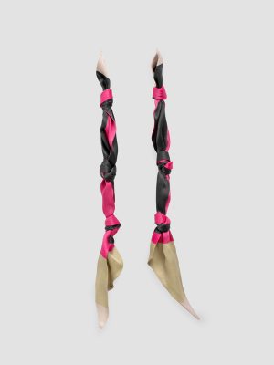 Pendientes de moda en seda estampada fucsia isis isalda